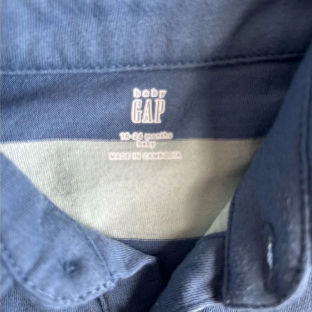 Baby GAP Blue Striped Long Sleeve One Piece Polo Size 18-24 Months